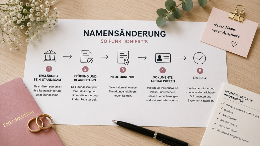 Namensänderung nach der Hochzeit: Alle wichtigen Änderungen, Ummeldungen und Formalitäten im Überblick 3 ChatGPT Image 16. Juli 2026 09 39 19